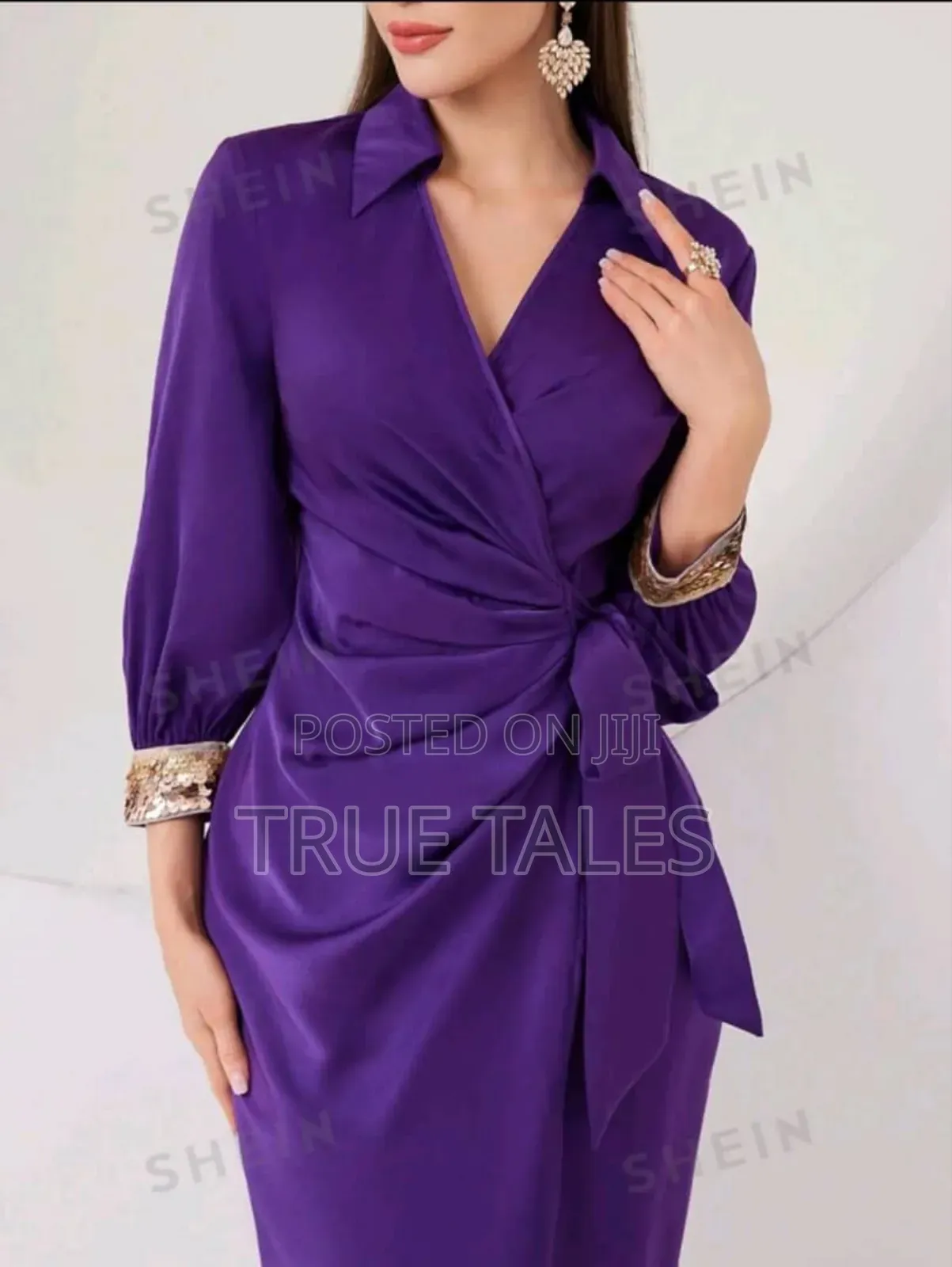 Ladies Formal Side Tie Purple Dress