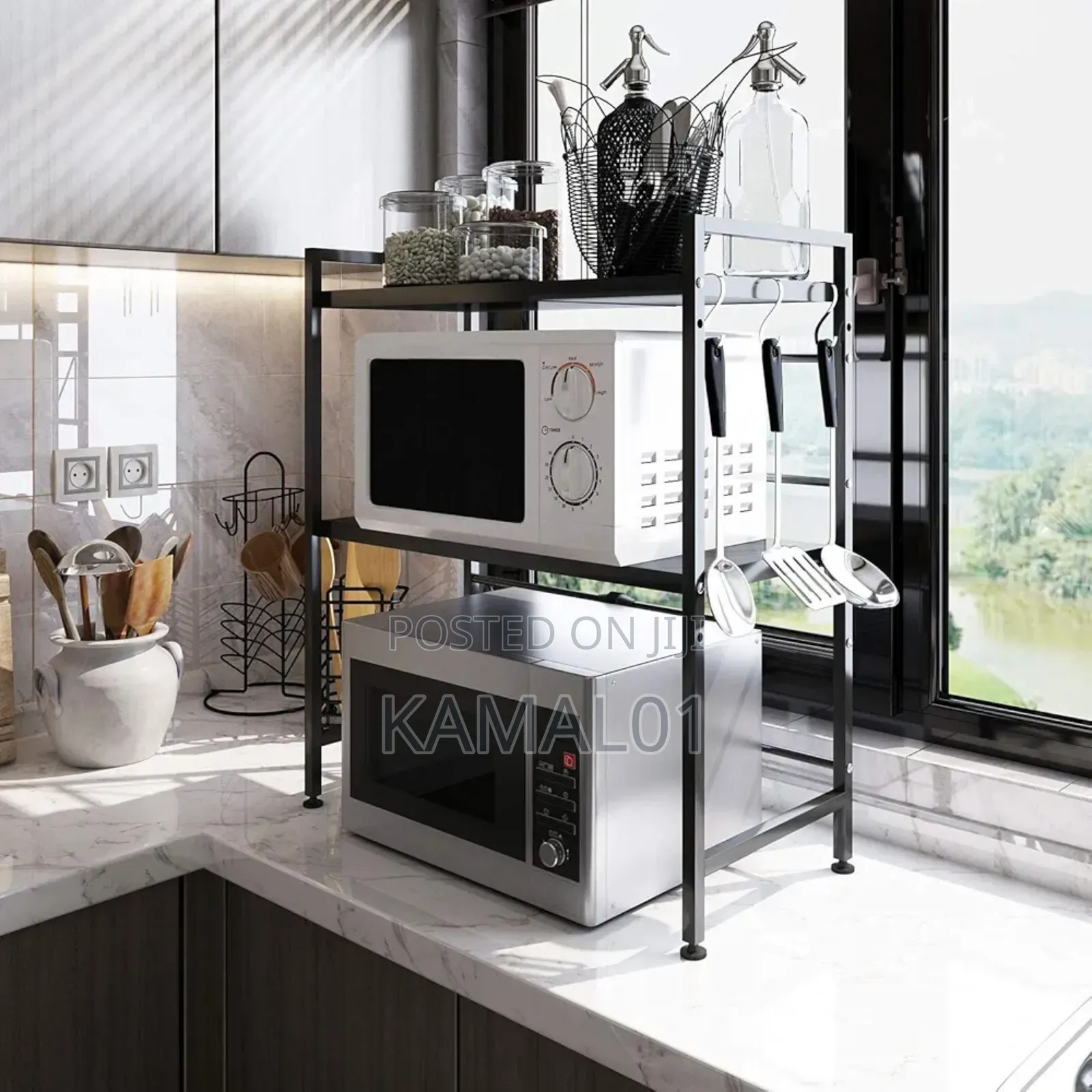 Adjustable 3-Tier Heavy Duty Shelf Microwave Rack