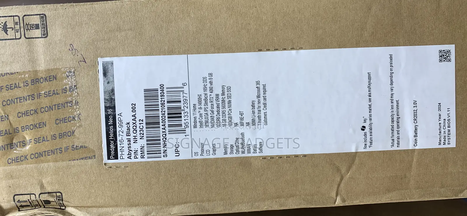 New Laptop Acer Predator Helios Neo 16 16GB Intel Core I9 SSD 1T