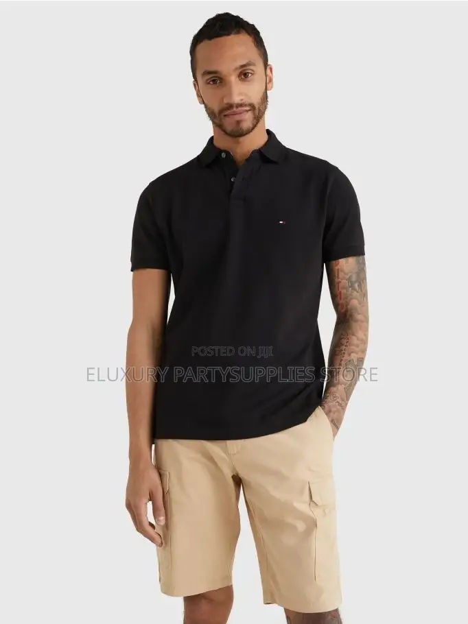 Black Tommy Collar Neck Polo Top