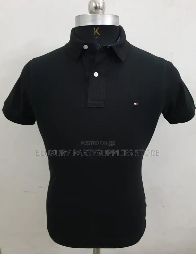Black Tommy Collar Neck Polo Top