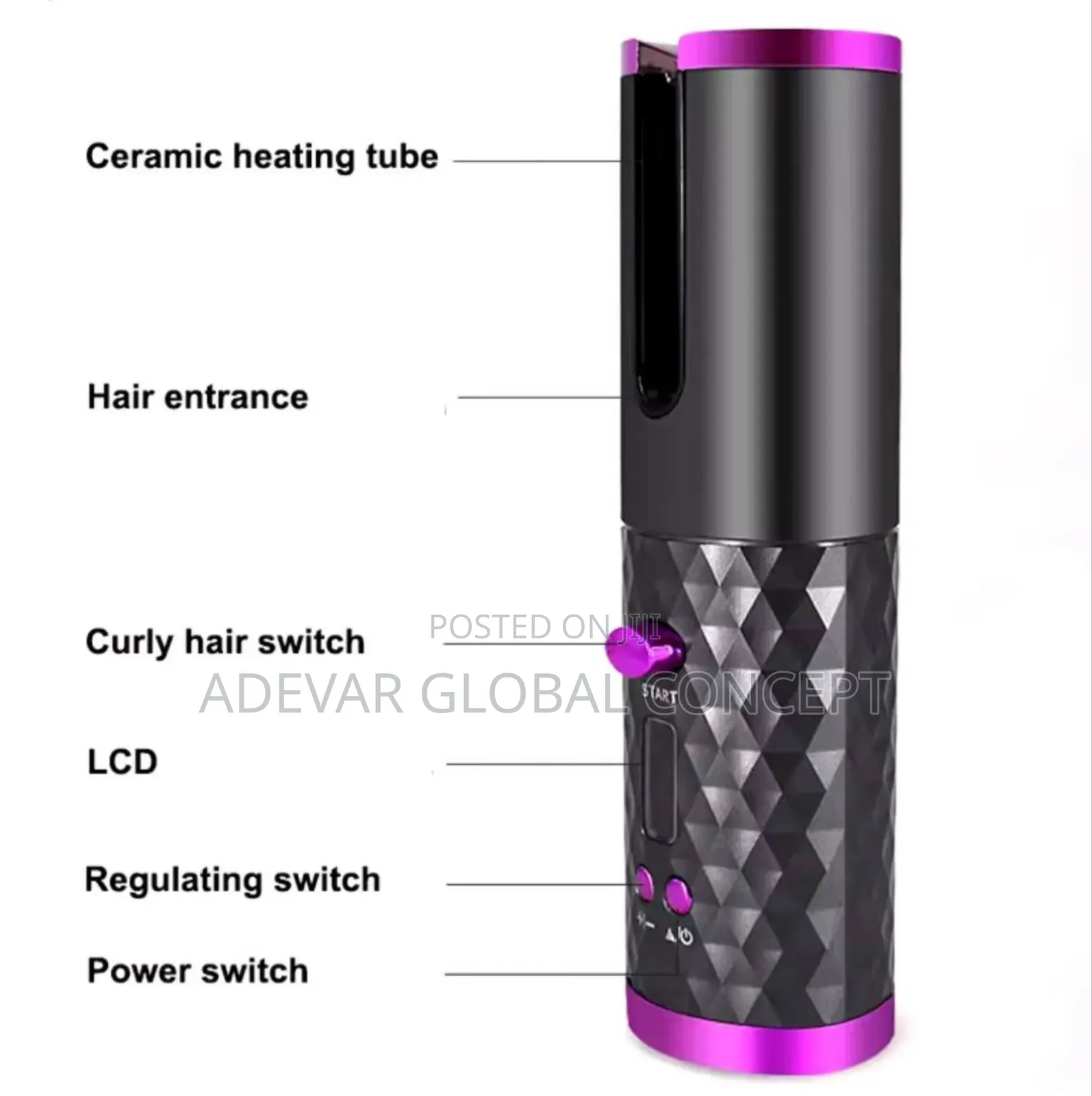 Rechargeable Rotating Hair Curler Styling Tool Ceramic