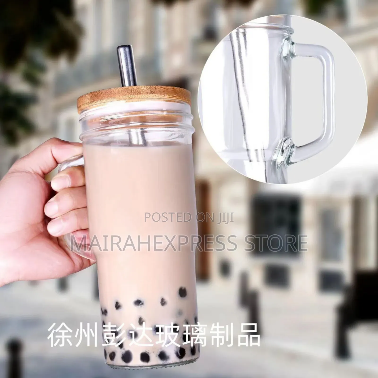 700ml Glass Cup With Bamboo Lid