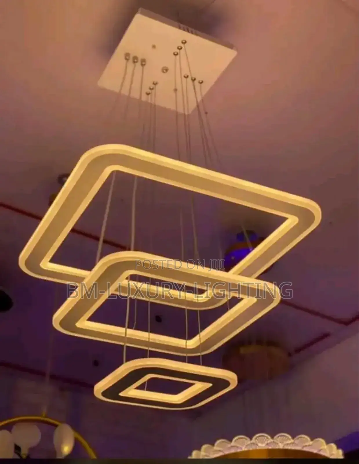 Luxury Square 3 Ring Pendant Chandelier