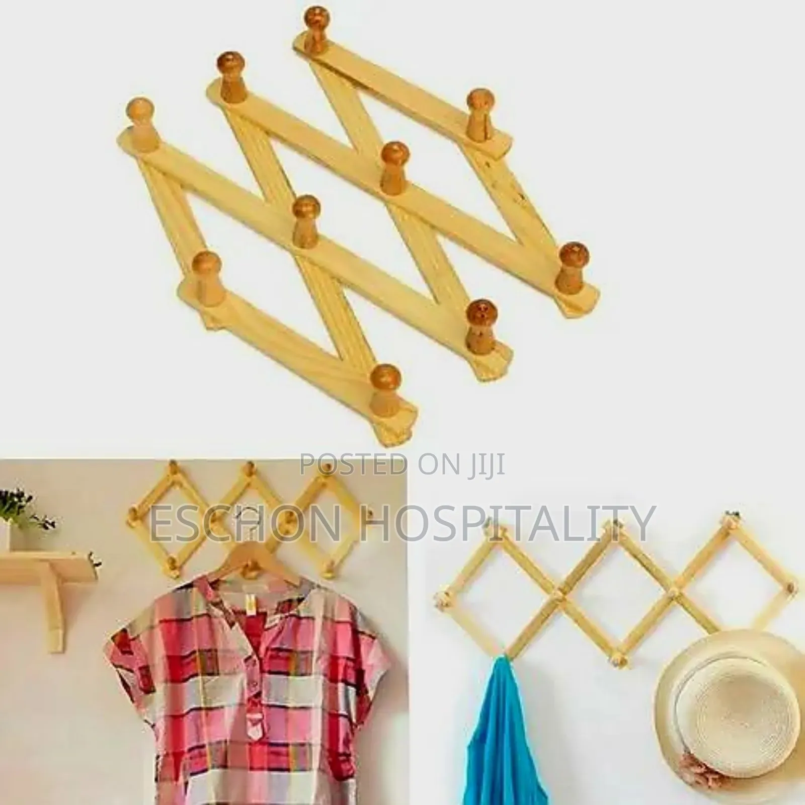Wooden Adjustable Wall Hanger for Bags, Wigs ,Caps