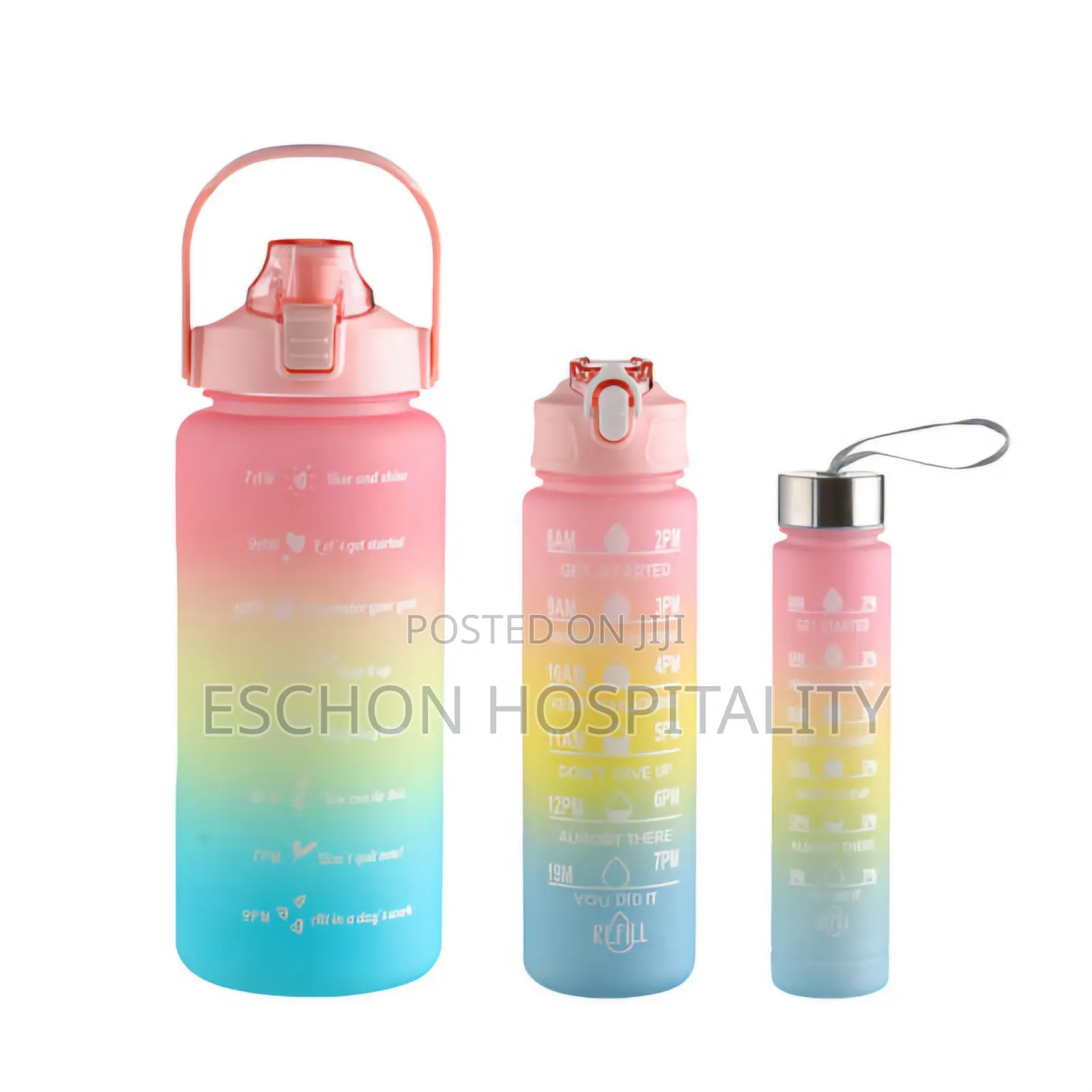 Motivational Water Bottle 3 in 1 Set With Time Marker
