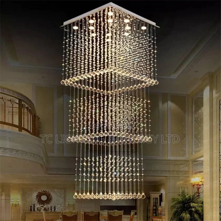 Morden Rain Drop Crystal Chandelier for High Roof