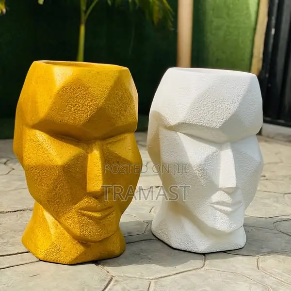 Human Face Fiber Glass Flower Pot