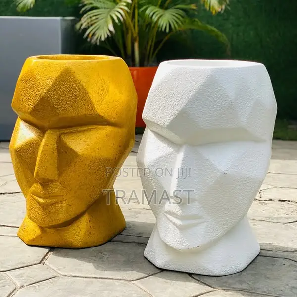 Human Face Fiber Glass Flower Pot