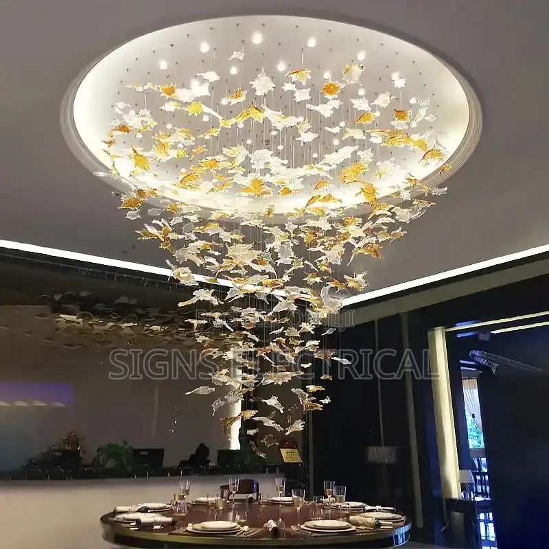 Large Project Crystal Leaf Chandelier