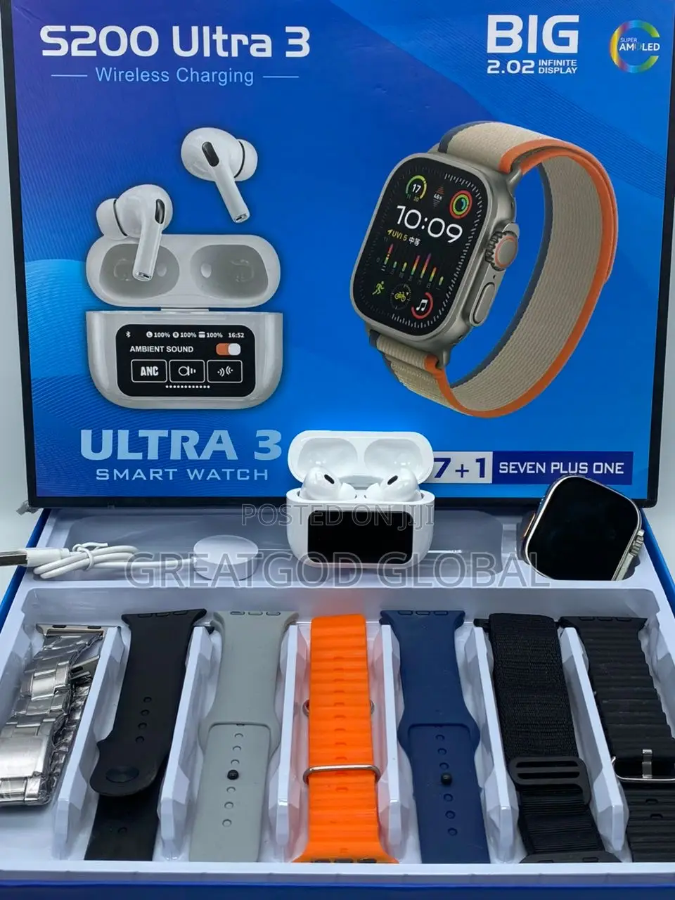 S200 Ultra 3 With A9 Screen Airpod 7 Strap Band Smartwatch