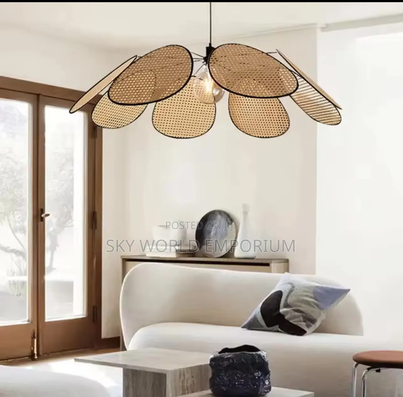 Japanese Wabi Sabi E27 Rattan Pendant Lights Chandelier