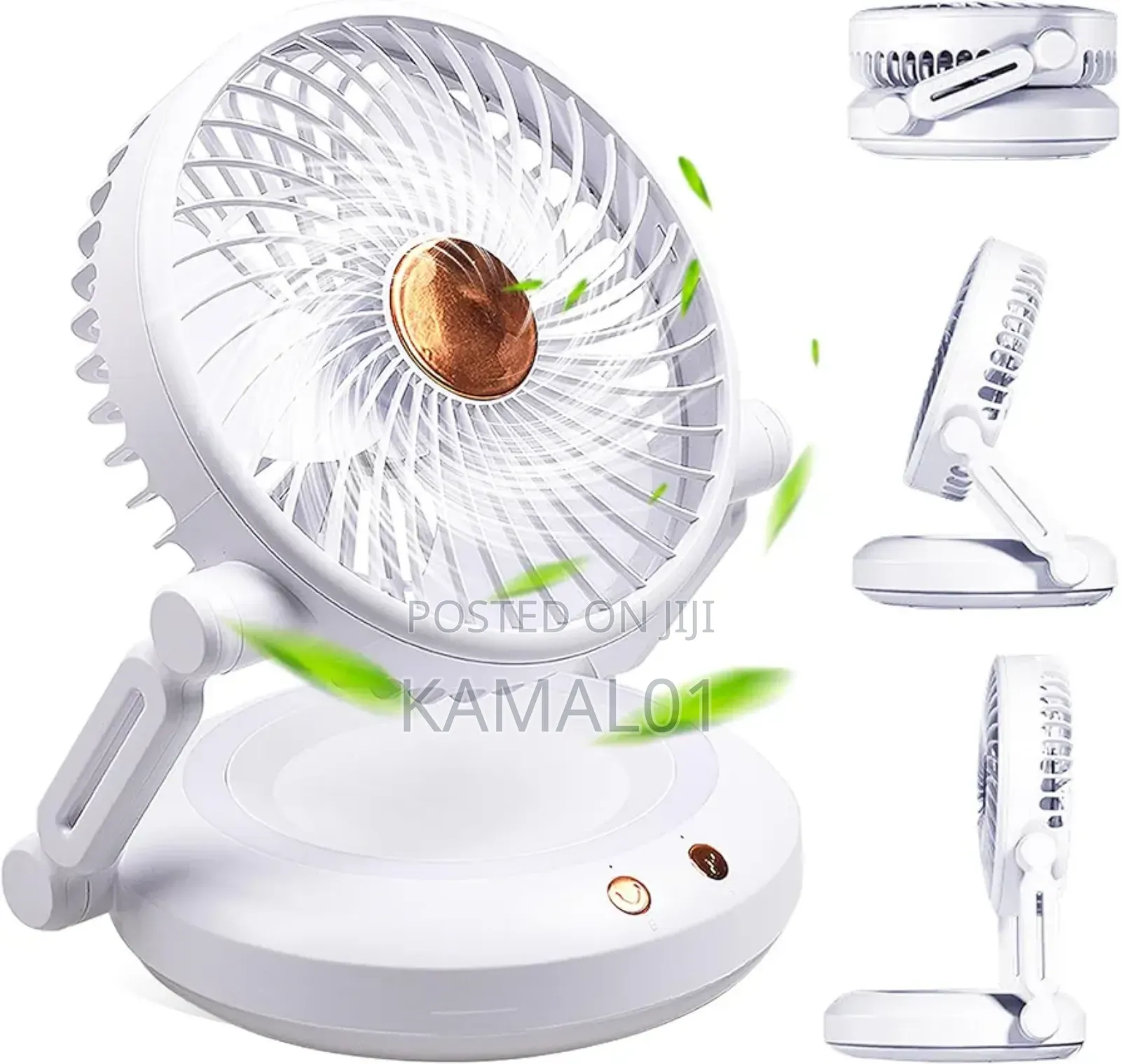 Rechargeable Rotating Desktop Fan With Led Light