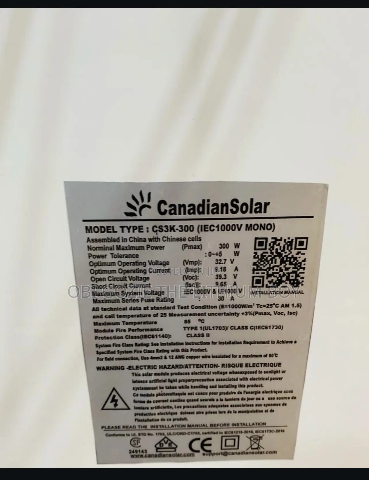Best Canadian Panel Seller. 300watt Canadian Solar Panel
