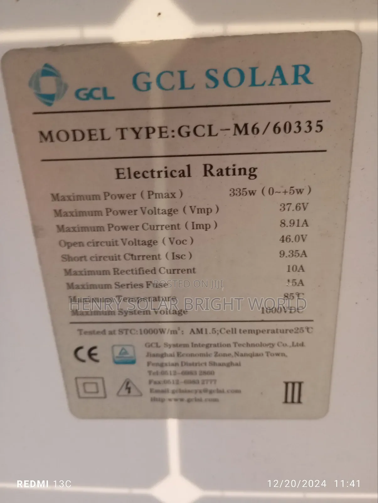335w Solar Mono Panel Canadian