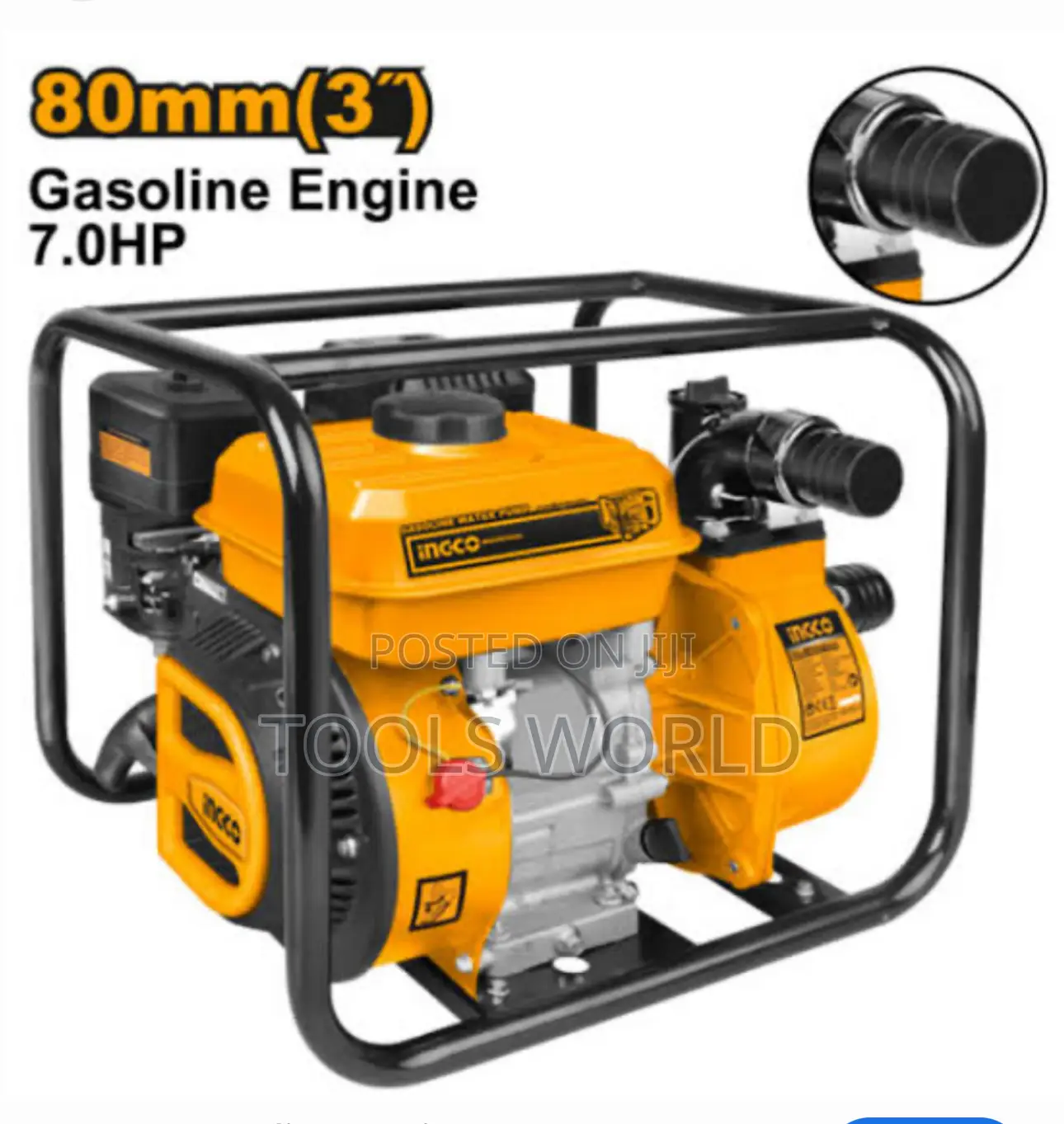 INGCO Industrial Gasoline Water Pump 3” 7HP 3.6L Fuel Tank