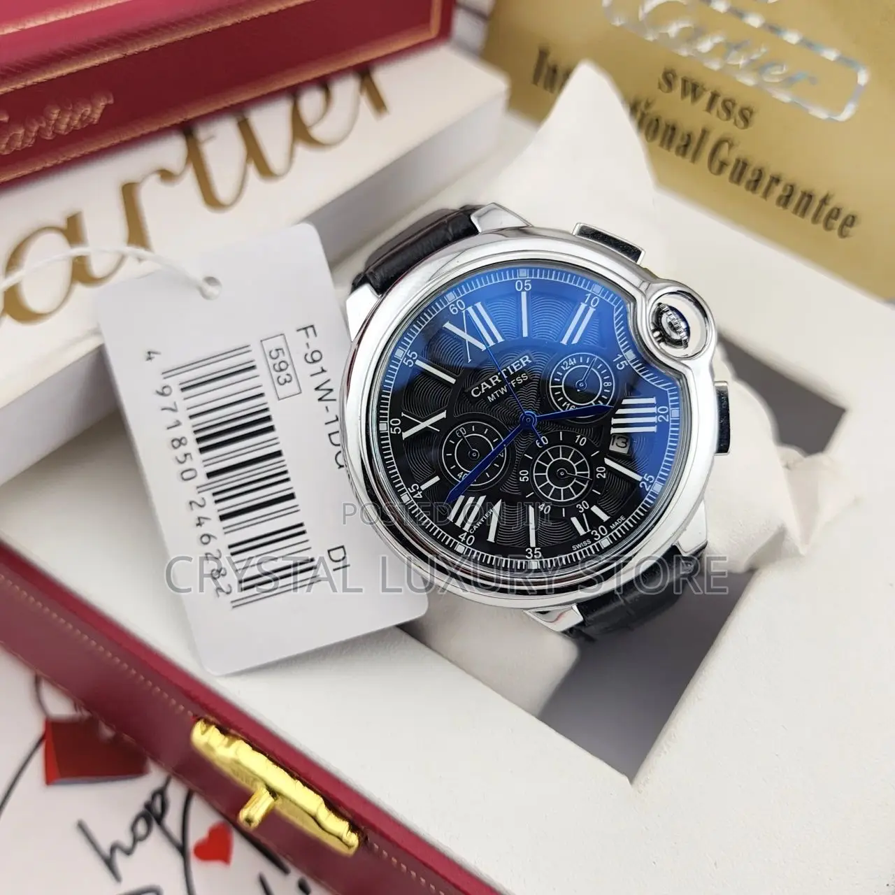 Cartier Quality Men Genuine Leather Wristwatch