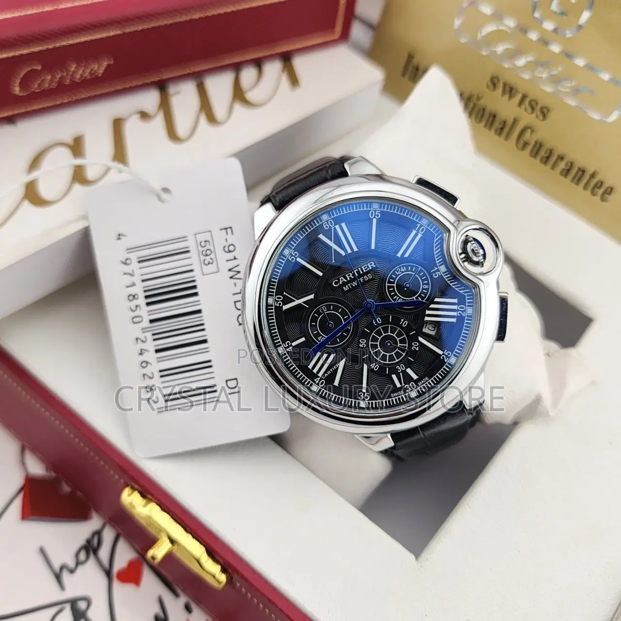 Cartier Quality Men Genuine Leather Wristwatch