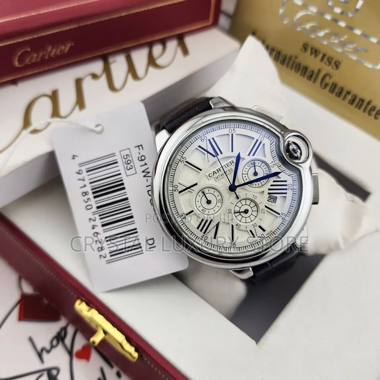 Cartier Quality Men Genuine Leather Wristwatch