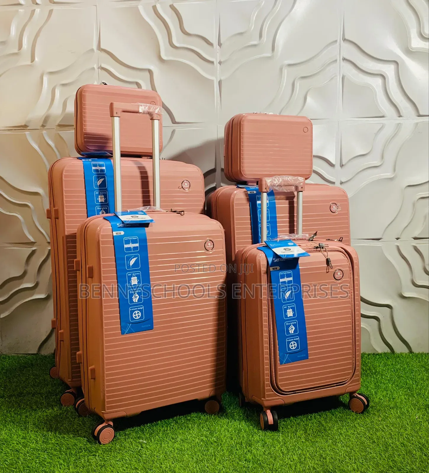 Sensamite Set of 6 Black Foreign Rubber Travel Luggage Boxes