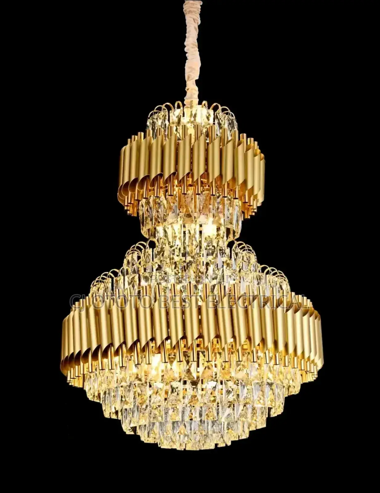 Gold and Black Body Available Crystal Chandelier Light