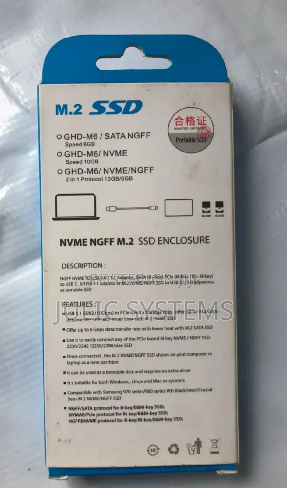 2 in 1 USB3.1 Combo M.2 NVME SSD Eternal Enclosure Adapter