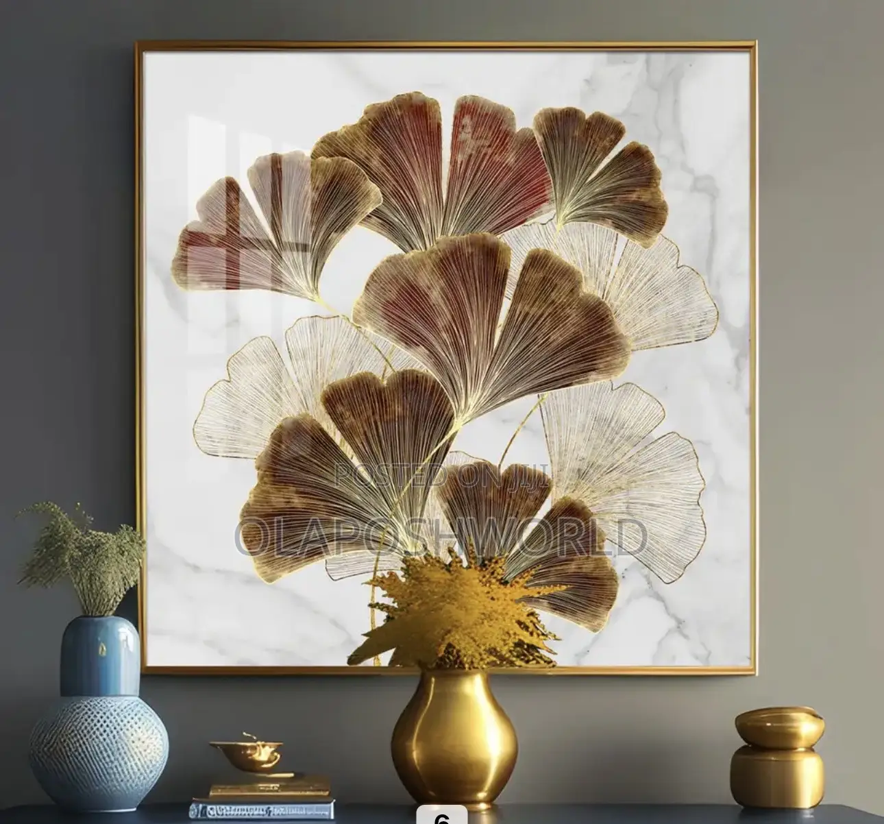 Gingko Leaf 80*80cm Acrylic Stoned Art