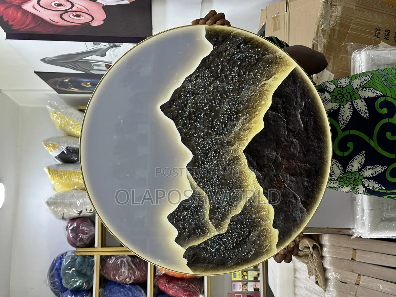 Round Shaped 50*50cm Acrylic Stoned Art
