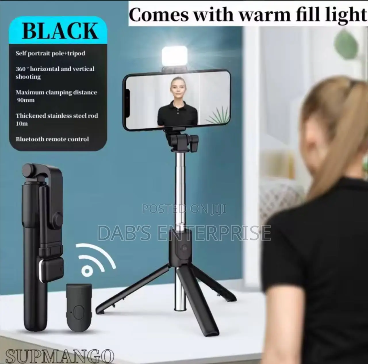 Extendable Selfie Stick Tripod+Wireless Bluetooth Remote