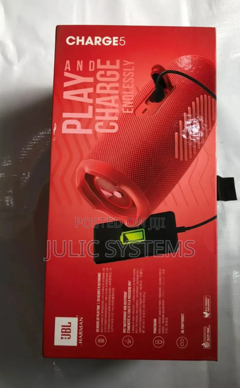 JBL Charge 5 Portable Bluetooth Speaker (Black)