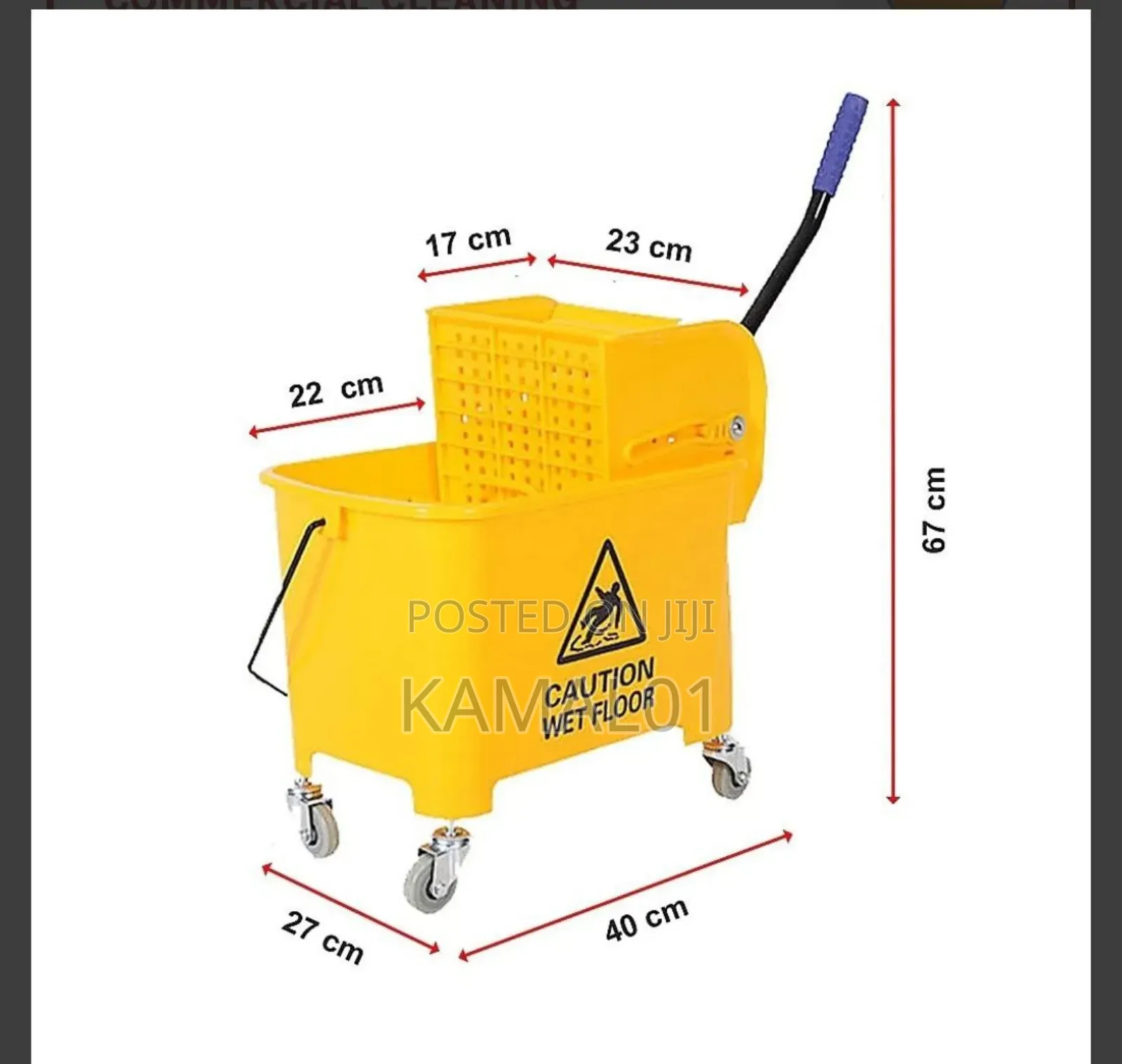 Deluxe Mop Wringer and Caution Bucket - 20l