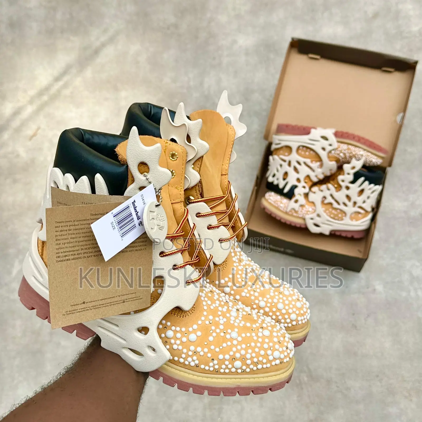Original Custom Swarovski Pearl Timberland Boot