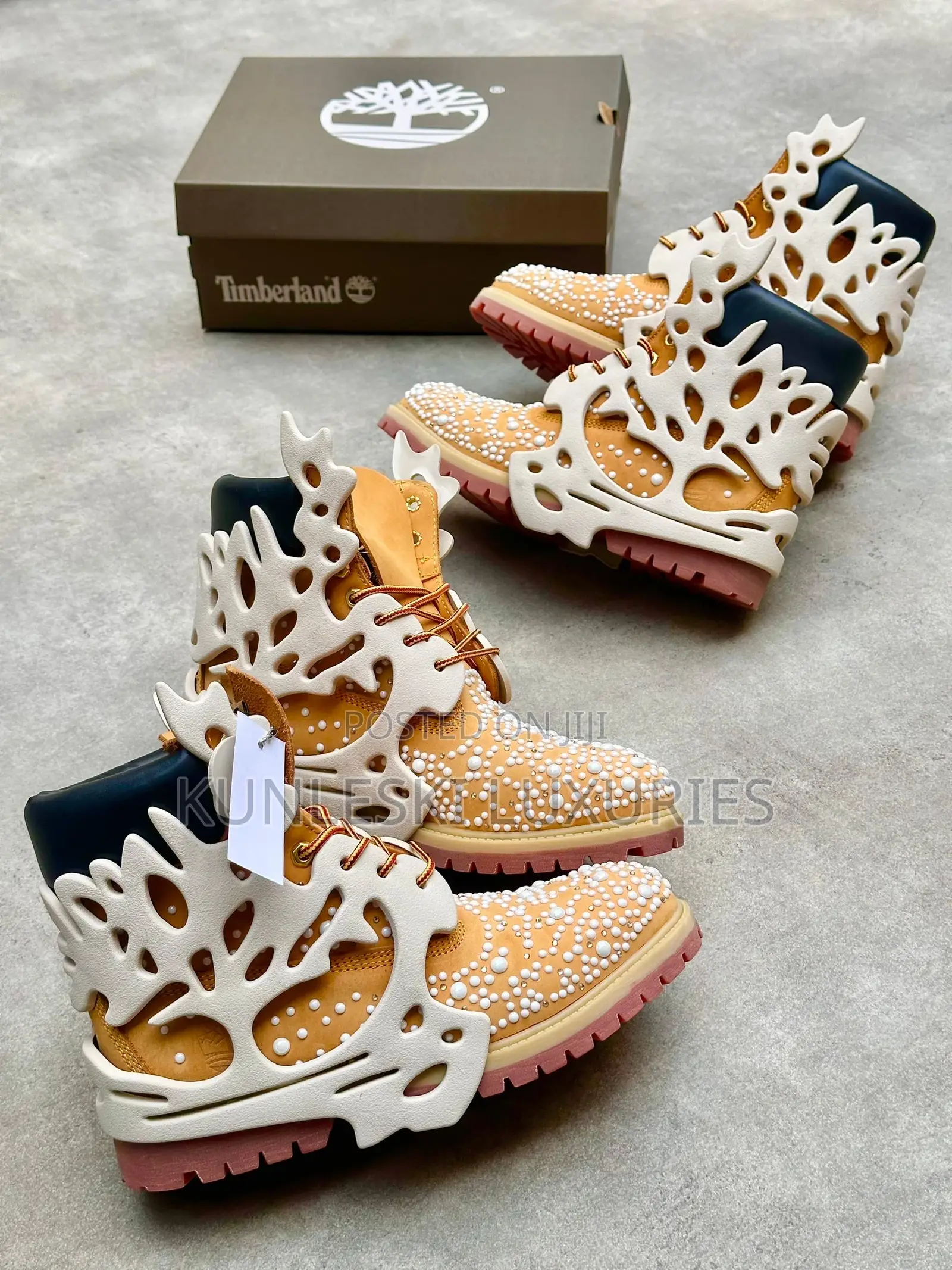 Original Custom Swarovski Pearl Timberland Boot