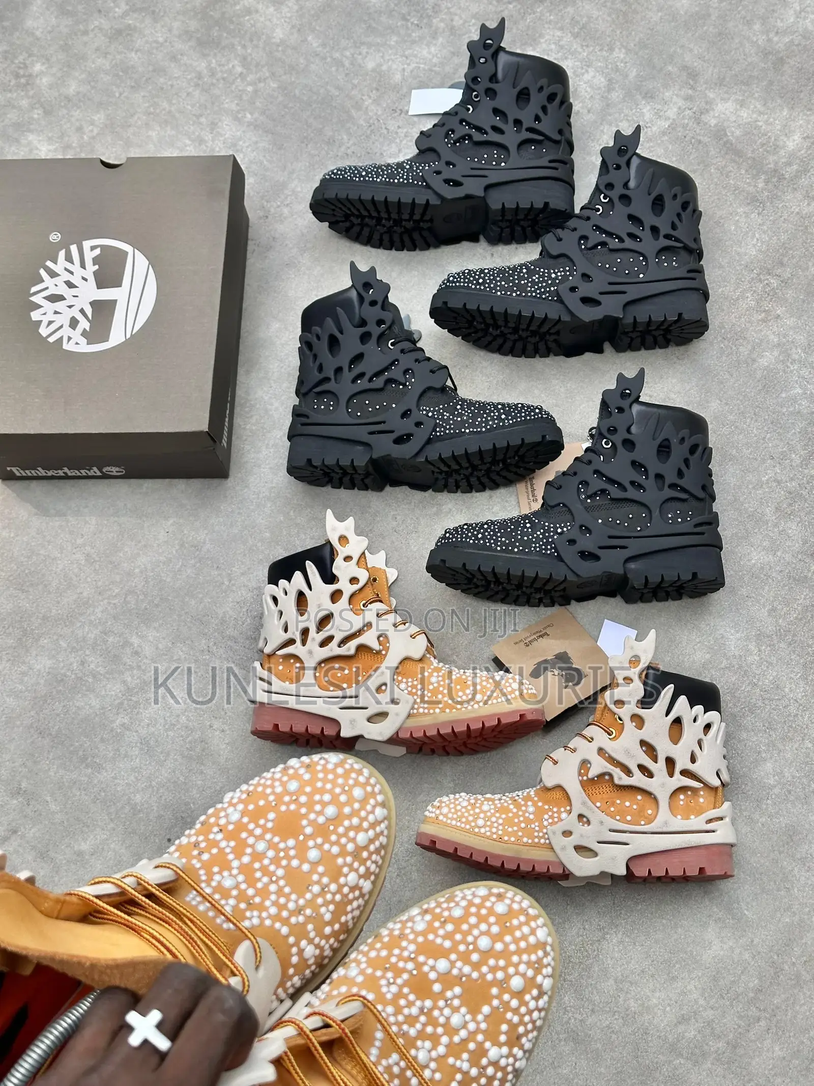 Original Custom Swarovski Pearl Timberland Boot