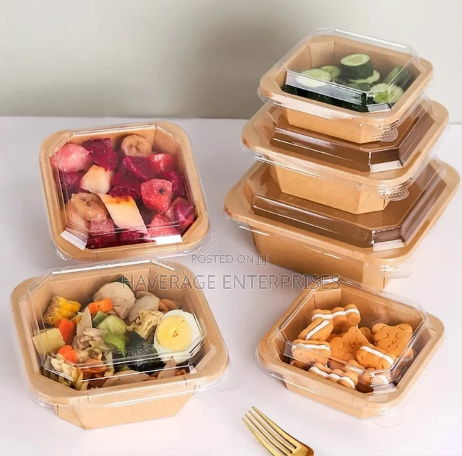 Disposable Paper Craft Food Containers With Lids 300pces