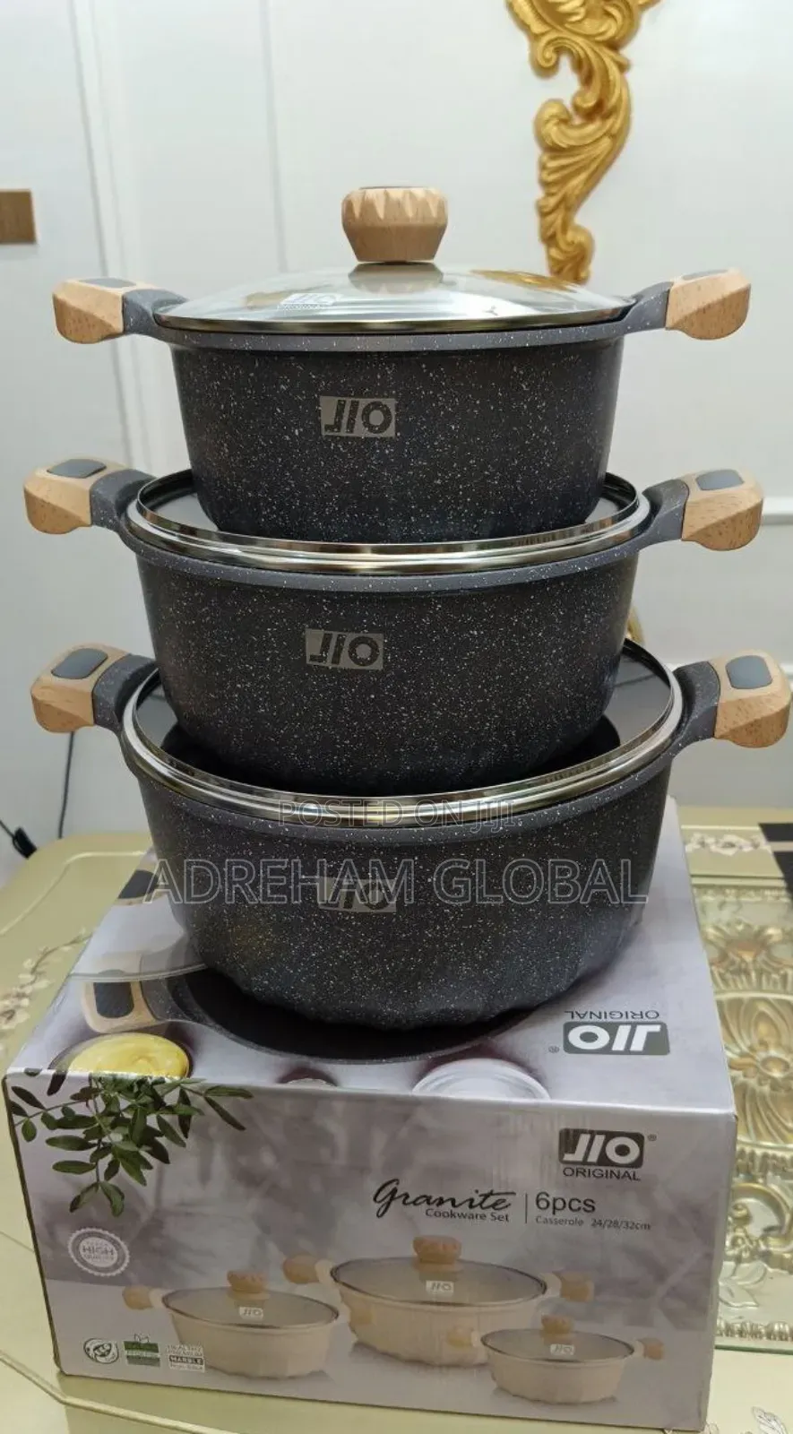 Healthy 6pcs Premium Jio Marble Nonstick Pot 32/28/24cm