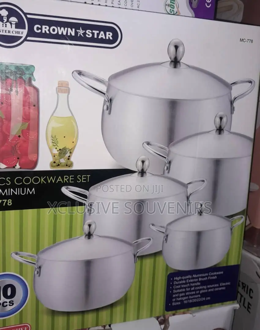10pcs High Quality Crown Star Aluminum Cookware Set With Lid