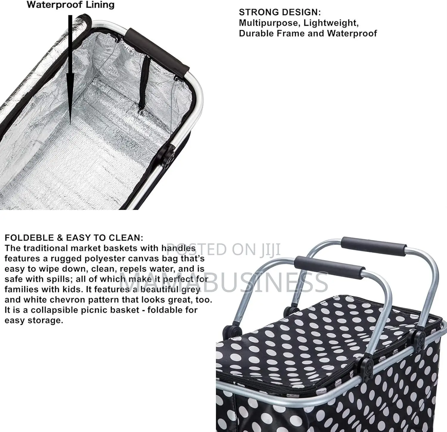 Foldable Shopping Basket Large Picnic Basket - 30l