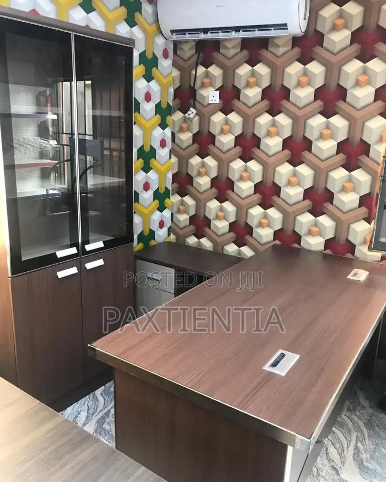 OFFICE TABLE (1.6 Meters) and 2 Door Bookshelf Set
