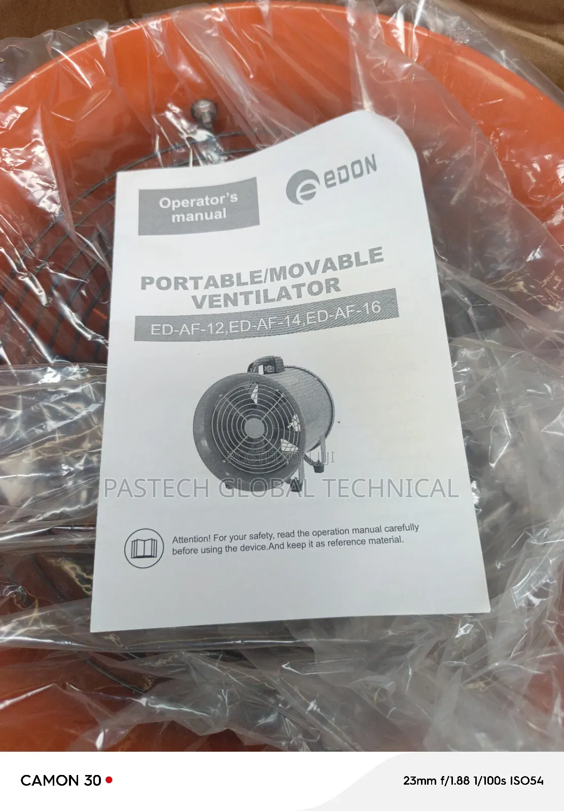 12" Portable Ventilator With a 5m Hose 220v-240v