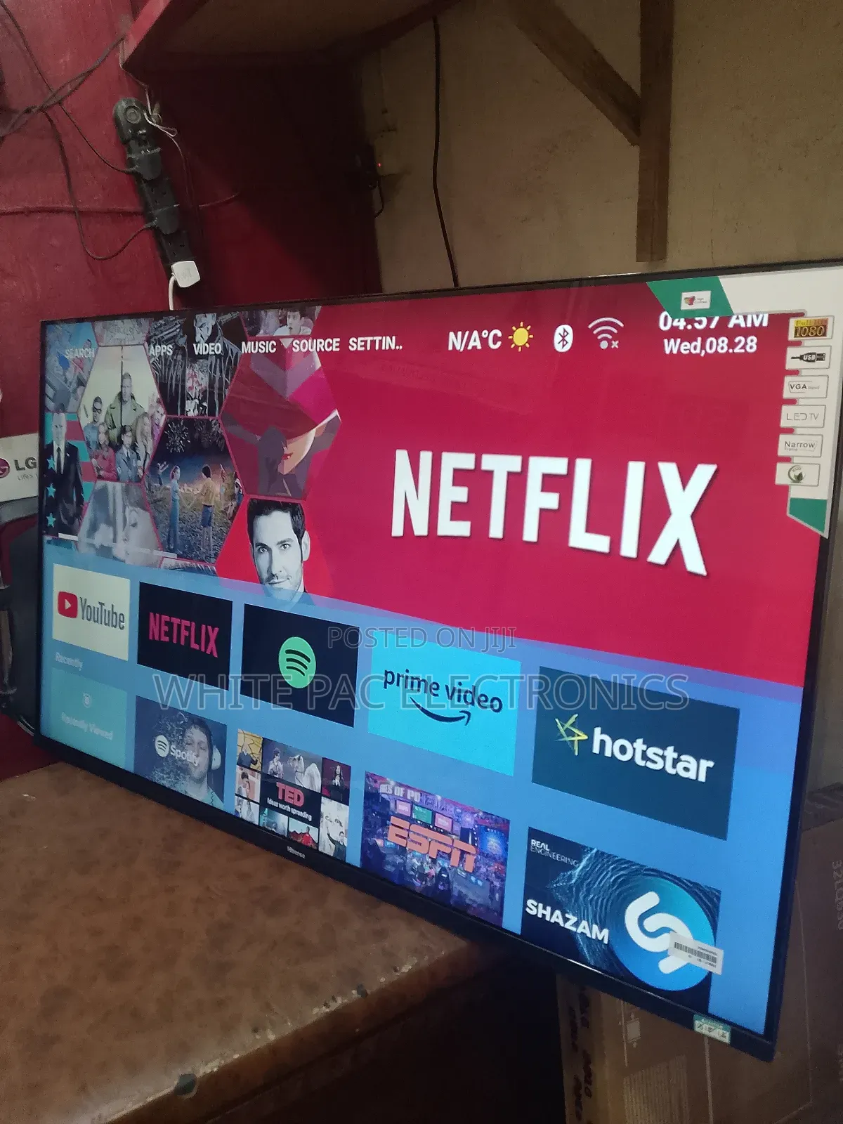 Hisense Smart Android 50"Inch Flameless Tv Wifi>Netflix