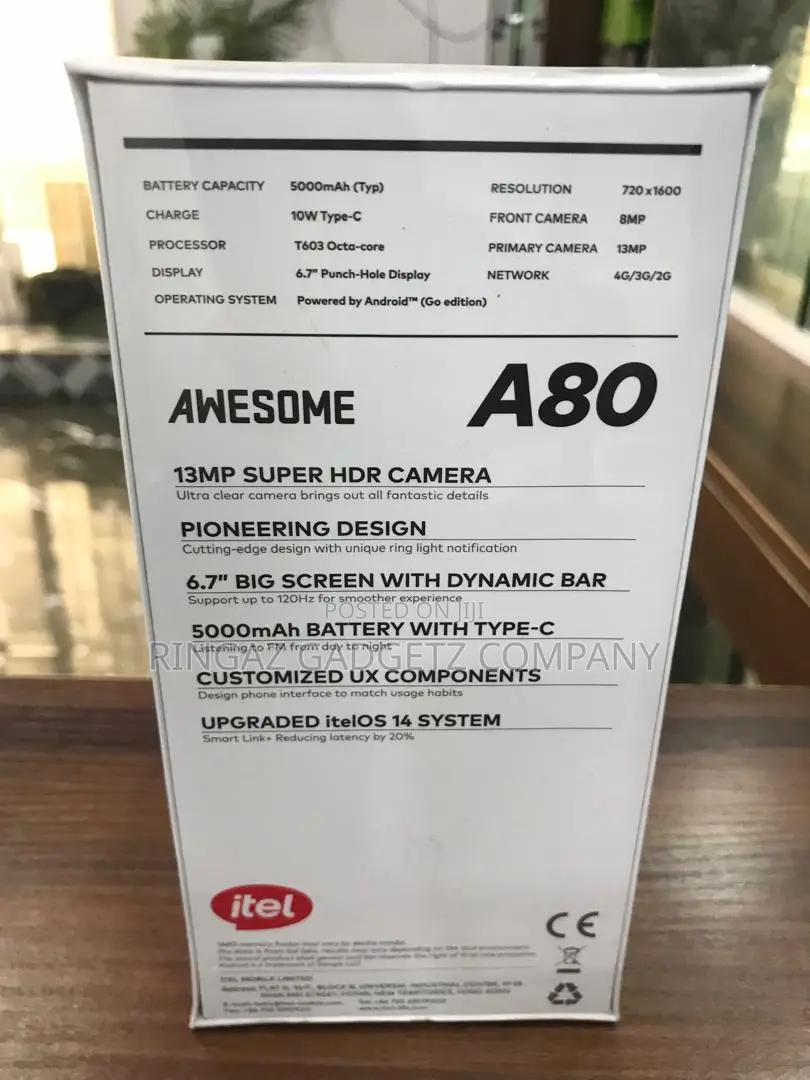 New Itel A80 128 GB Black