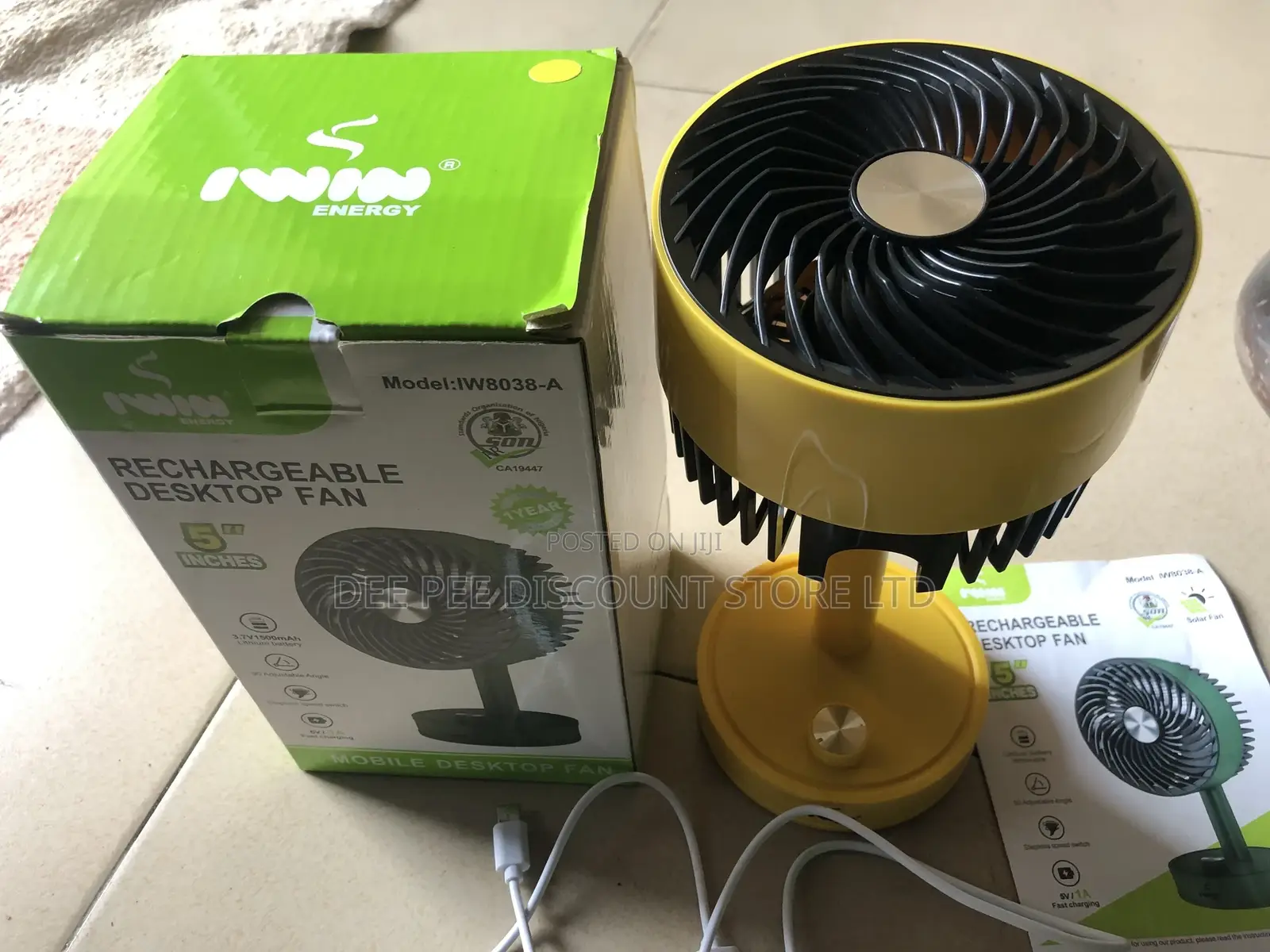 Iwin Mobile Desktop Rechargeable Fan, Iw8038-A