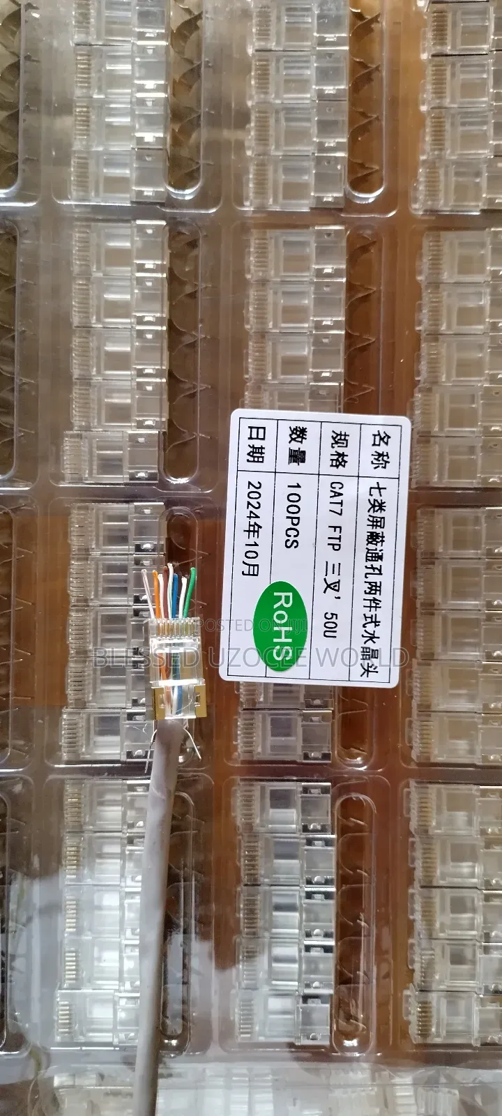 100 Pieces RJ45 Cat 7 Metal Pass Through Lan Cable Connector