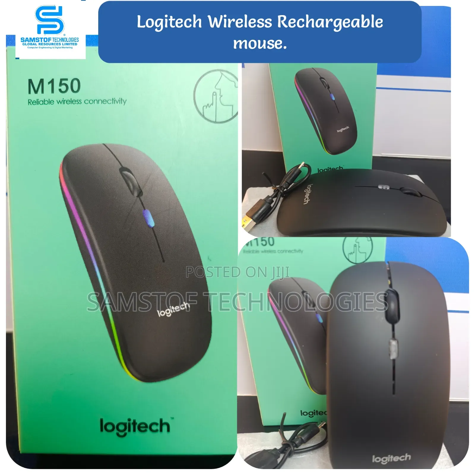 Logitech M150 Rechargeable Wireless Mouse Led Light