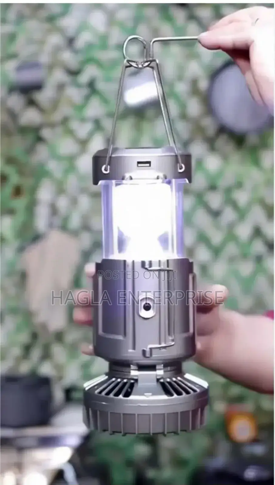 Solar Electric Camping Lamp With Fan