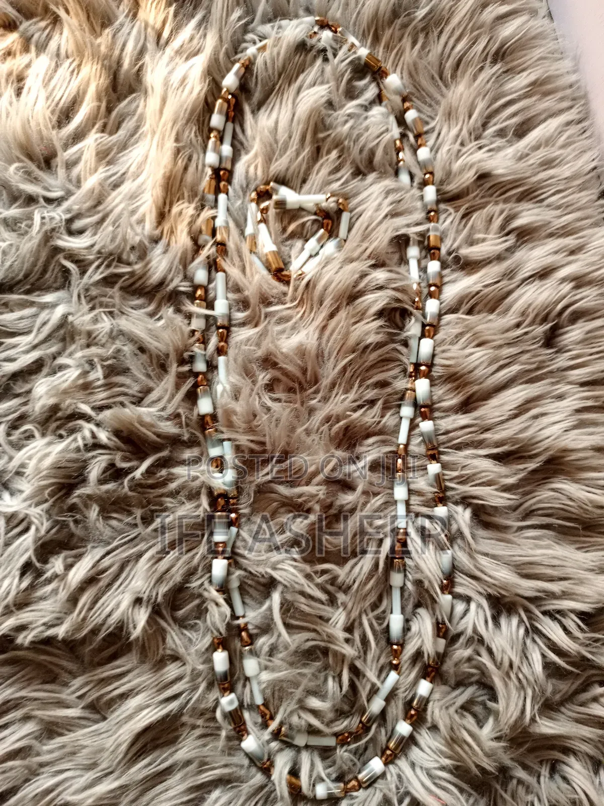 Men's Navel Length Bead - White Bronze Color