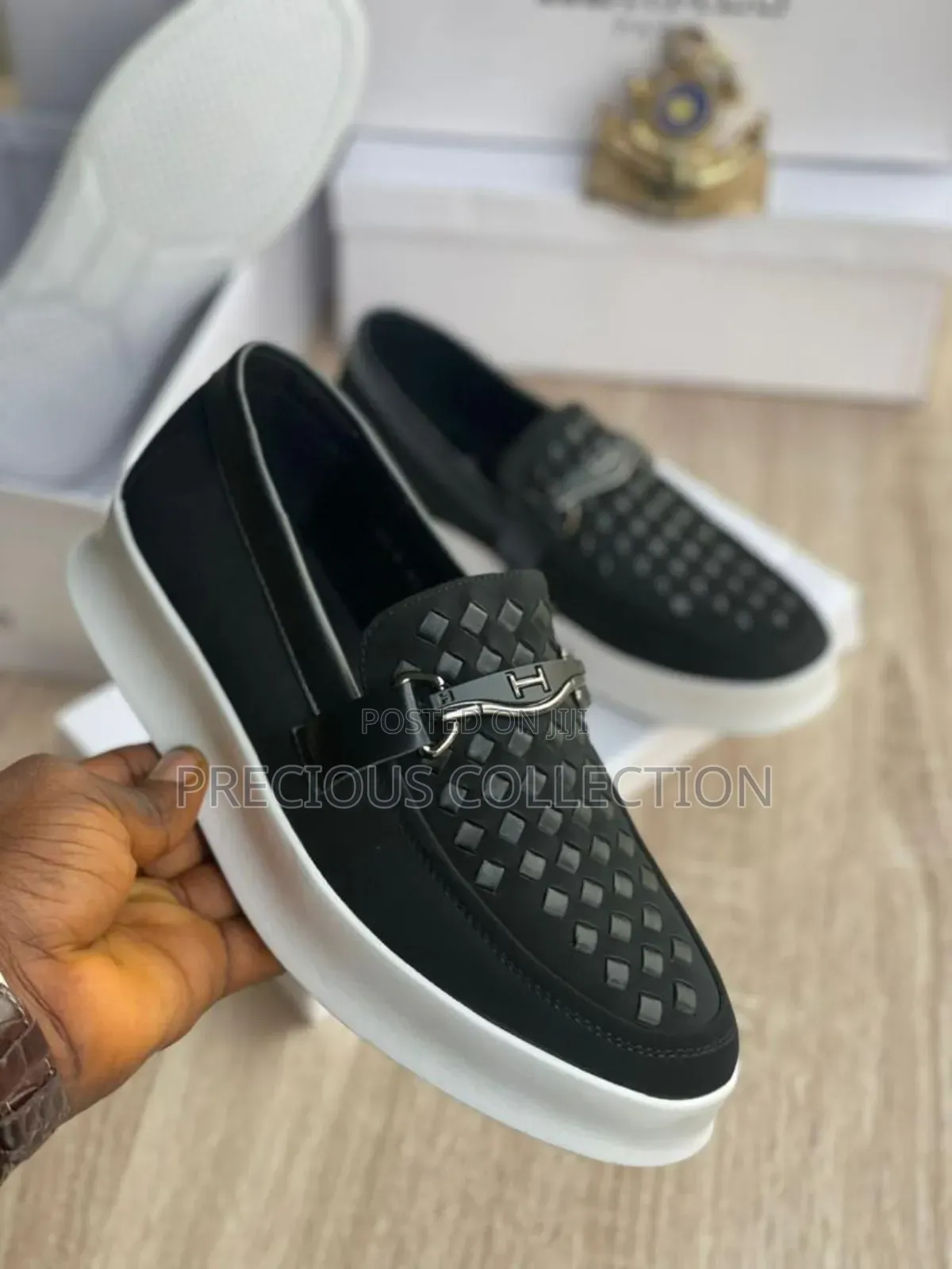 Men's Hermes Suede White Sole Loafers