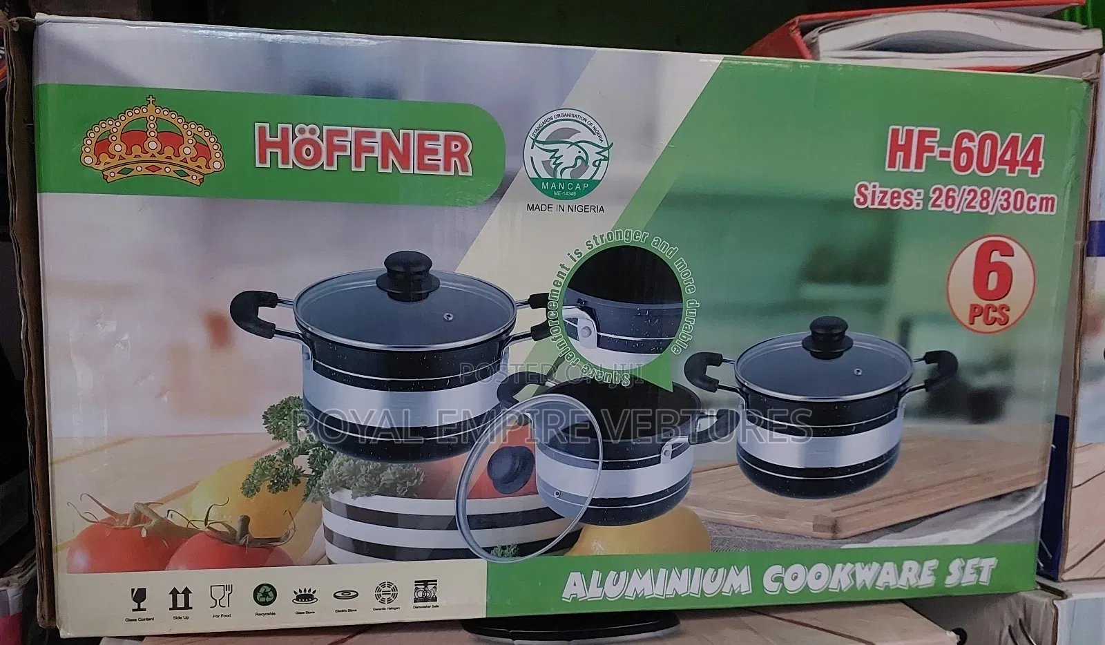 6 Pieces Non-Stick Cooking Set of Pot With Glass Cover