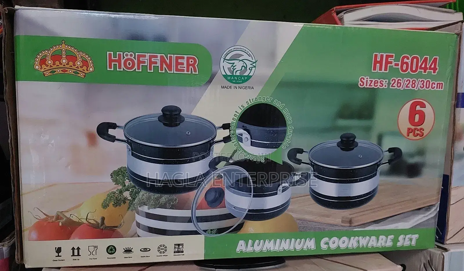 6 Pieces Non-Stick Cooking Set of Pot With Glass Cover